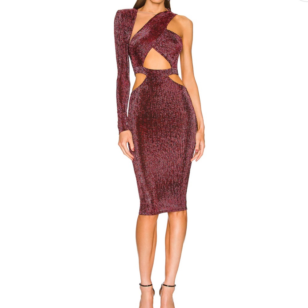 NWT Michael Costello X Revolve Midi Dress in Black & Pink Size M